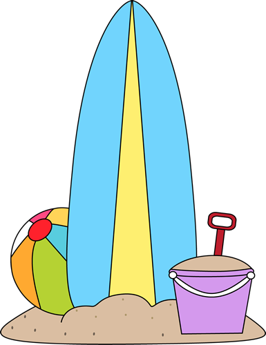 Surfboard and Beach Toys in the Sand Clip Art - Surfboard and ...