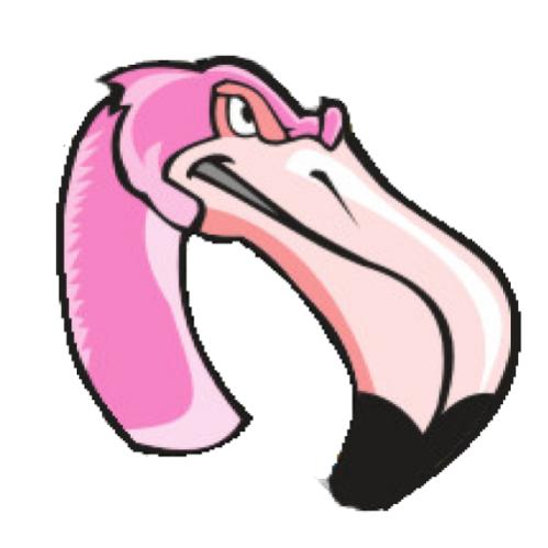 aggresive cartoon flamingo