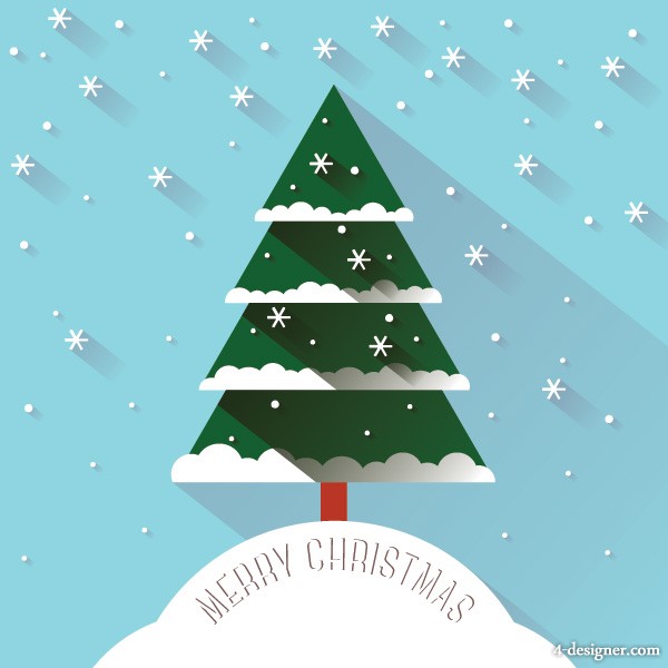4-Designer | Cartoon Christmas tree vector material