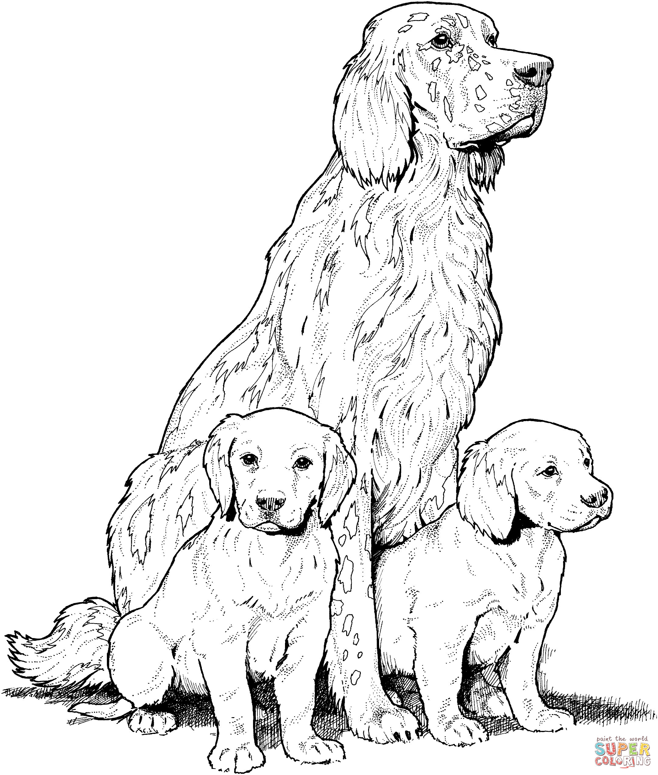 Labrador with Puppies Coloring page | Free Printable Coloring Pages