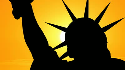 Statue Of Liberty Silhouette With Time Lapse Sunset. Stock Footage ...