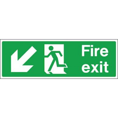 Fire Exit Sign with Down/Left Directional Arrow - Emergency Exit ...