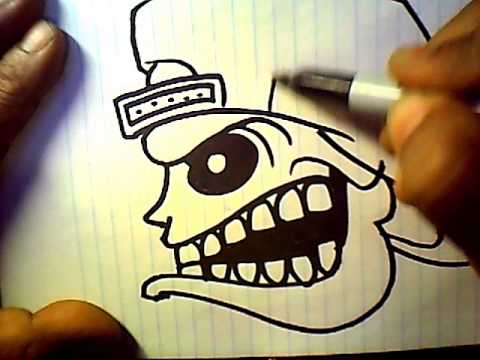 How to Draw a Angry SKULL - graffiti character.wmv - YouTube