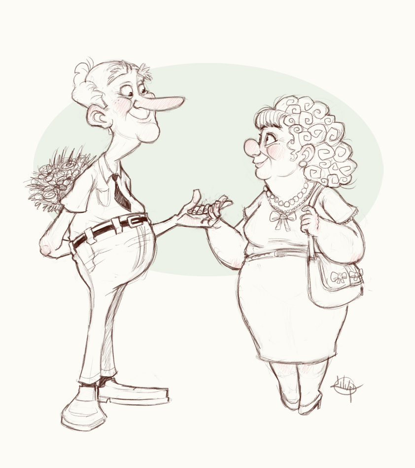 Cartoon Old Couple Holding Hands - High quality mobile wallpaper ...