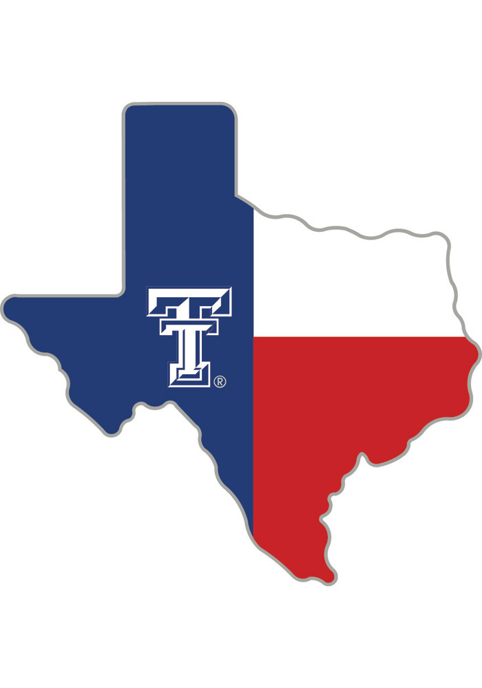 Texas Tech Red Raiders 4x5 State with Texas Flag Auto Decal