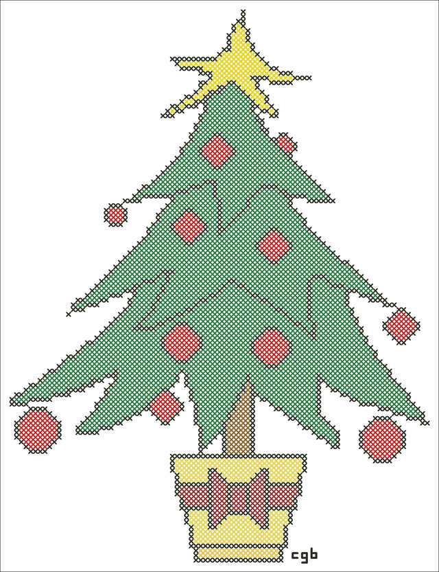 Free Tree and Ornament Cross Stitch Pattern