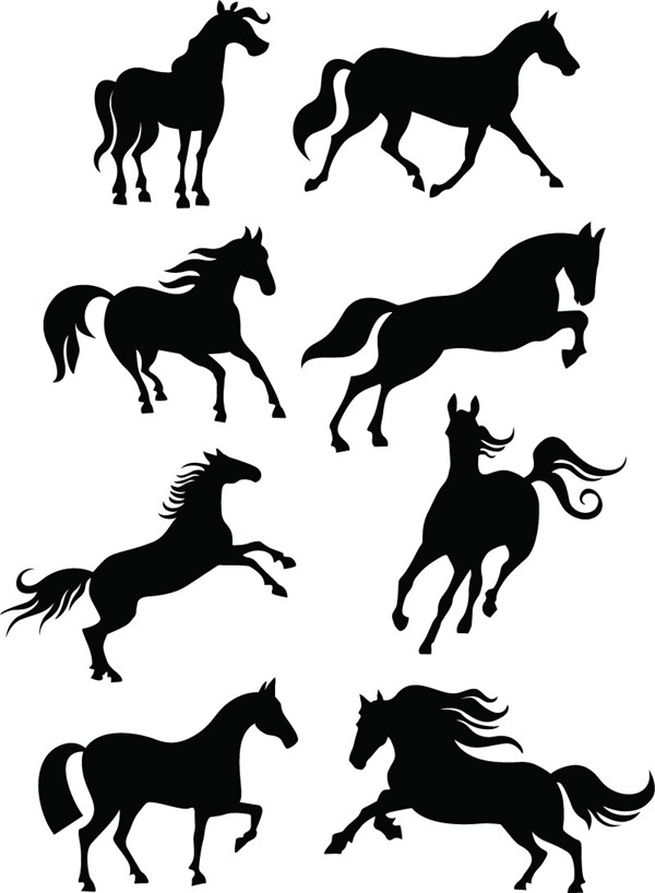 Fashion horse silhouettes – vector material | My Free Photoshop World