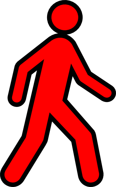 Red Walking Man With Black Outline clip art - vector clip art ...