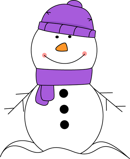 Snowman Wearing Purple Scarf and Hat Clip Art - Snowman Wearing ...