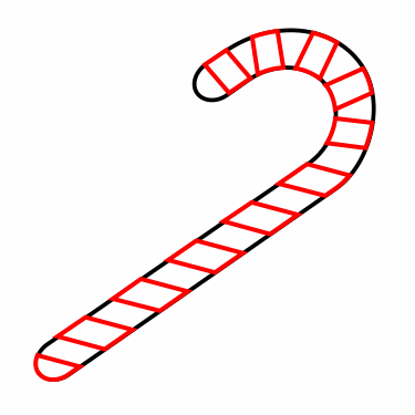 Drawing a cartoon candy cane