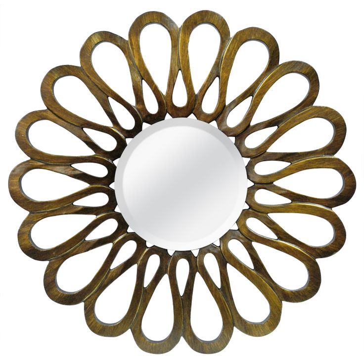 Flower Petal Bronze Round Mirror