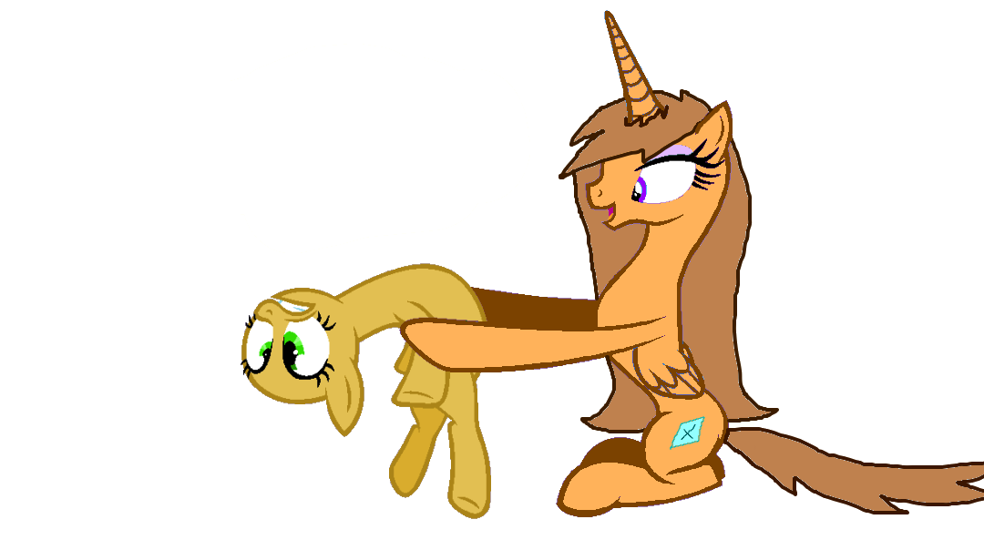 Collab: Older Claudia hugging your OC pony by 7camo7 on deviantART
