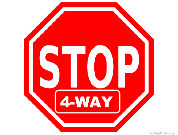 Printable 4 Way Stop Sign Sign