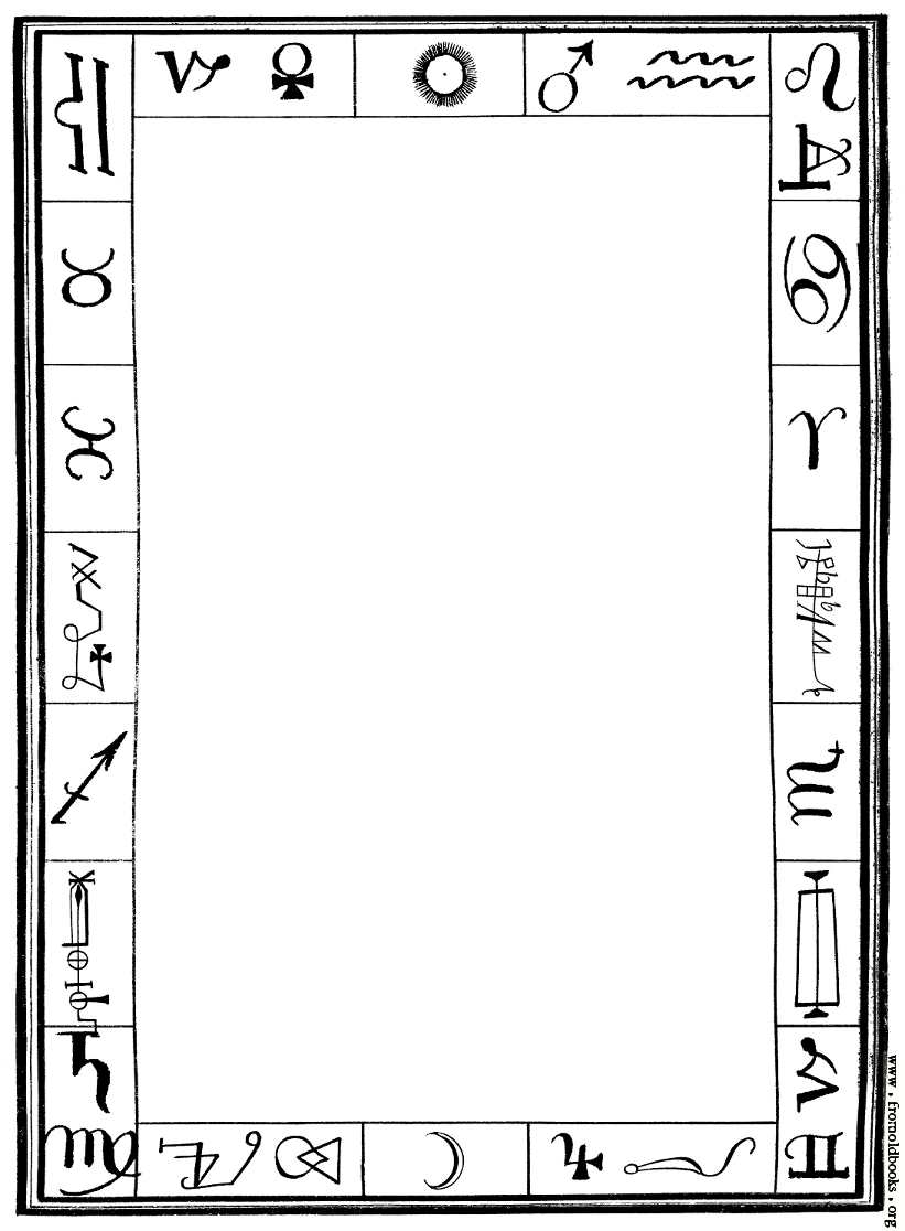Full Page Border With Alchemical And Zodiacal Symbols and Signs