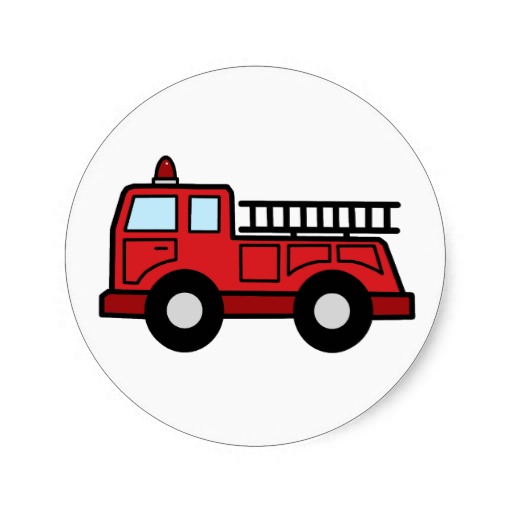 Cartoon Clip Art Firetruck Emergency Vehicle Truck Round Sticker ...