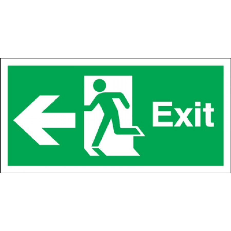 150mm x 450mm Fire Exit Sign Arrow Left - Fire Exit Safety Signs ...