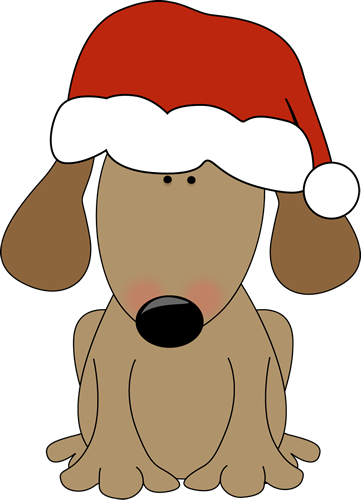Dog Wearing a Santa Hat Clip Art - Dog Wearing a Santa Hat Image