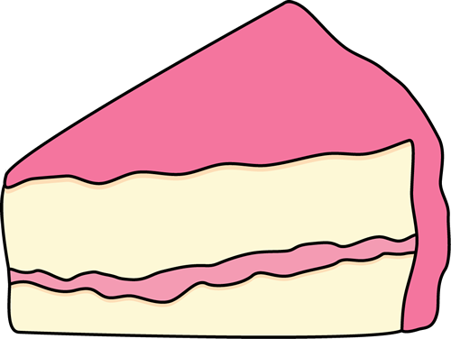 Slice of White Cake with Pink Icing Clip Art - Slice of White Cake ...