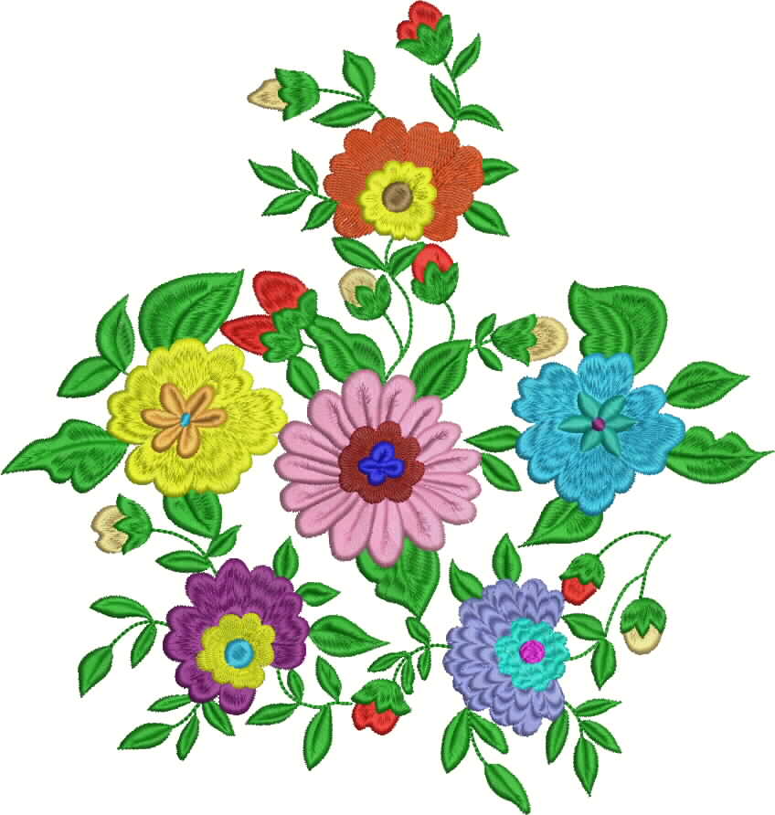 Floral Bouquet Embroidery Designs:- Large Mixed Floral Bouquet 3a ...