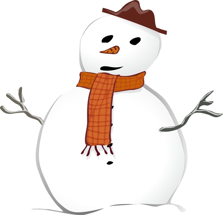 Snowman with orange scarf and hat. | Holiday Clip Art | Pinterest