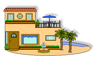 Houses and Buildings Clip Art of beach house and brick homes and ...