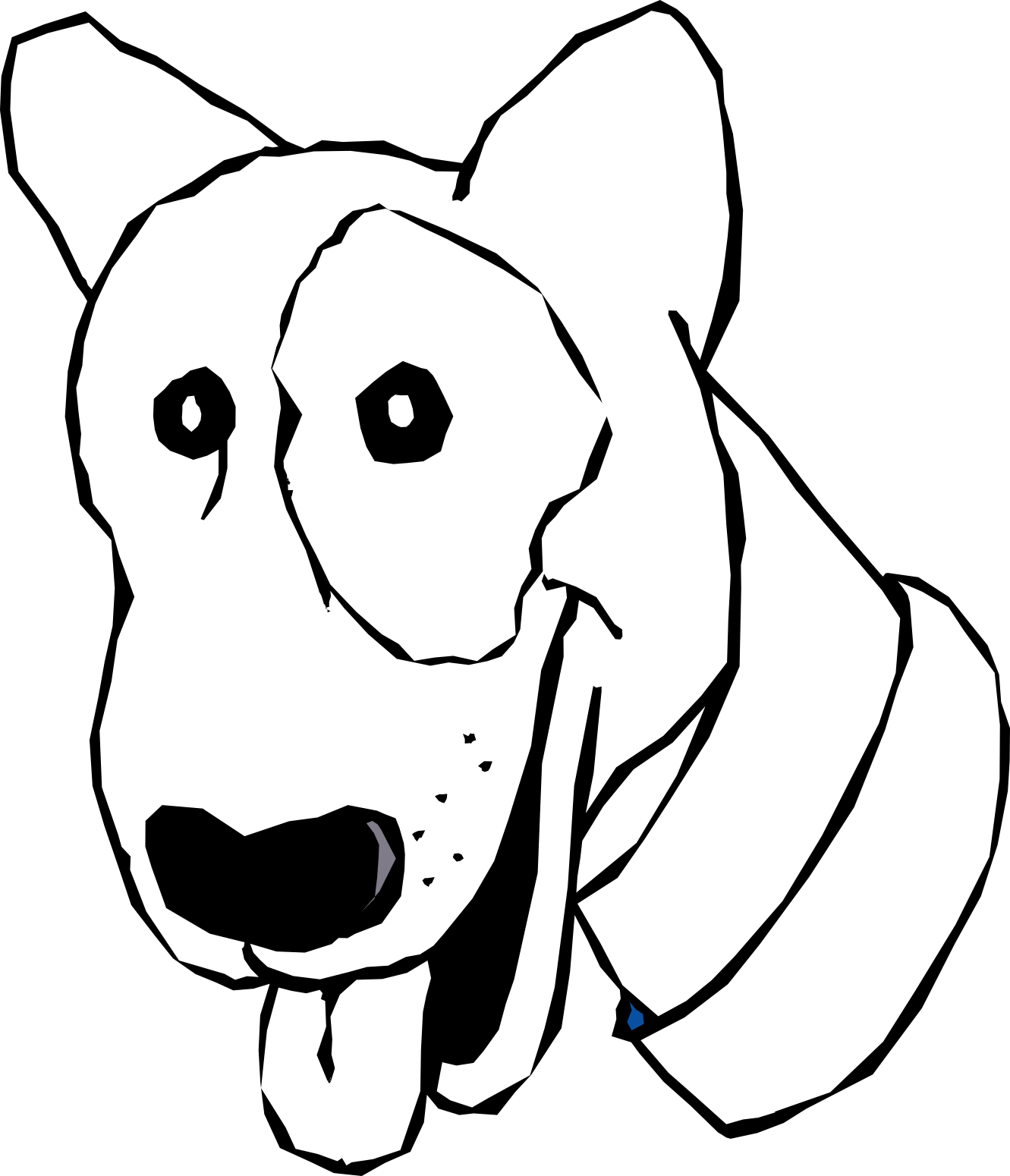 Cartoon Black And White Dog