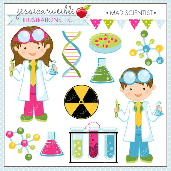 Mad Scientist Cute Digital Clipart for by JWIllustrations on Etsy
