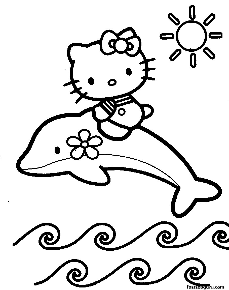 print out coloring pages of dolphin with hello kitty printable ...