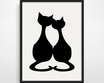 Popular items for cat silhouette art on Etsy