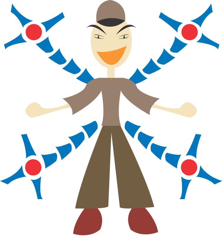Man with mechanic arms Free Vector / 4Vector