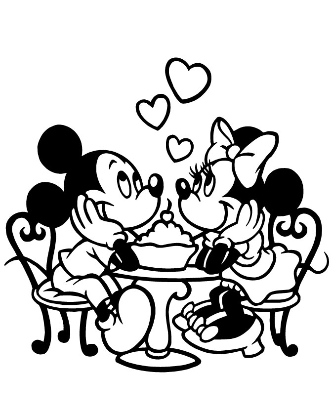 Disney Mickey And Minnie Mouse Valentine Love Coloring Page ...