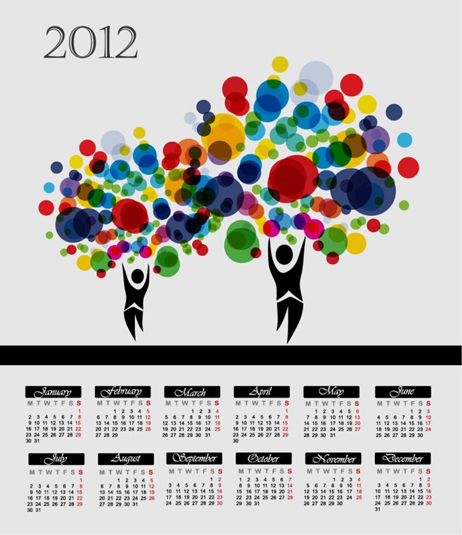 Abstract Colorful Tree 2012 Calendar | Free Vector Graphics | All ...