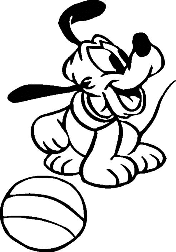 Baby Pluto Coloring Pages Playing A Ball - Cartoon Coloring pages ...