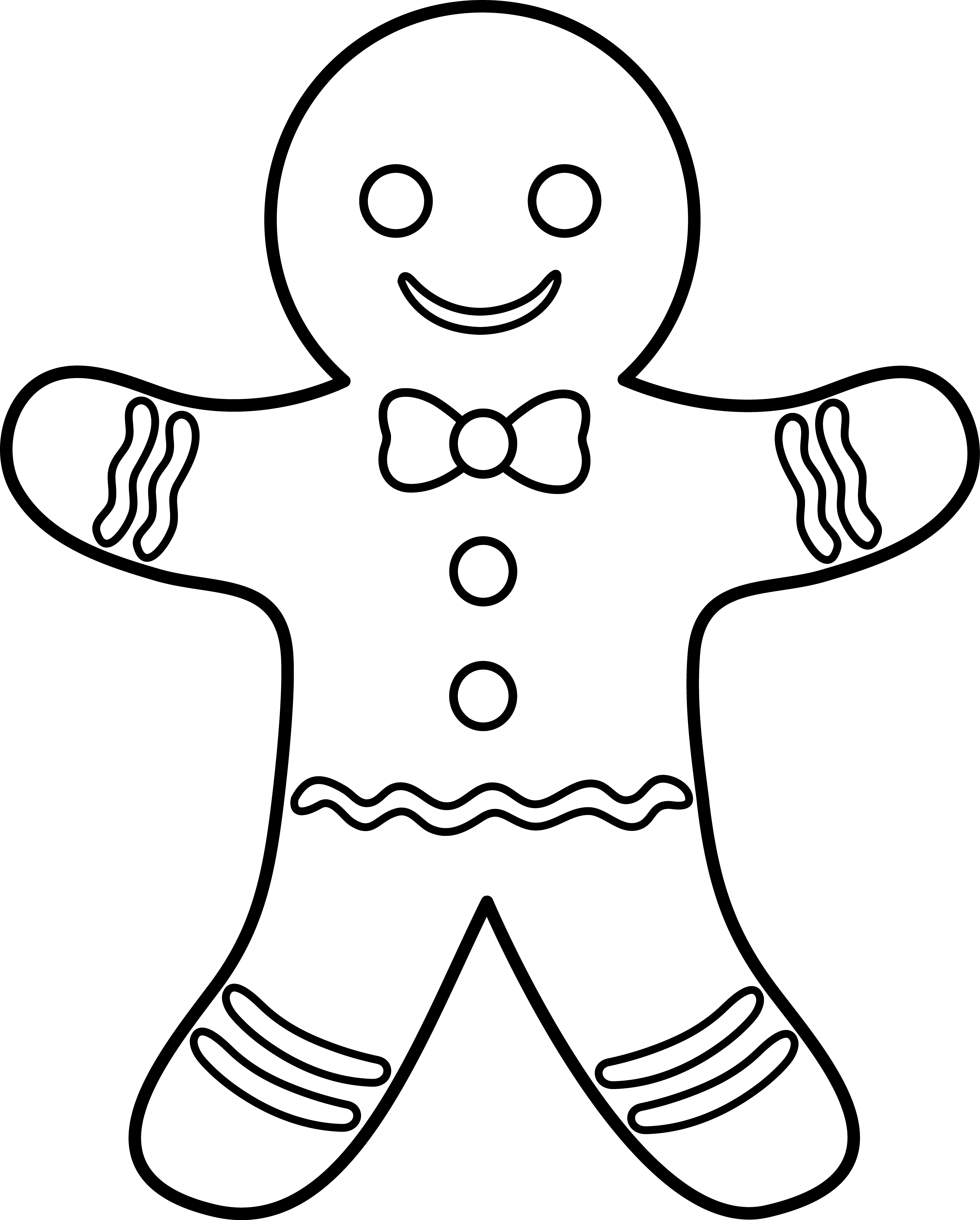 Gingerbread Man Lineart - Free Clip Art