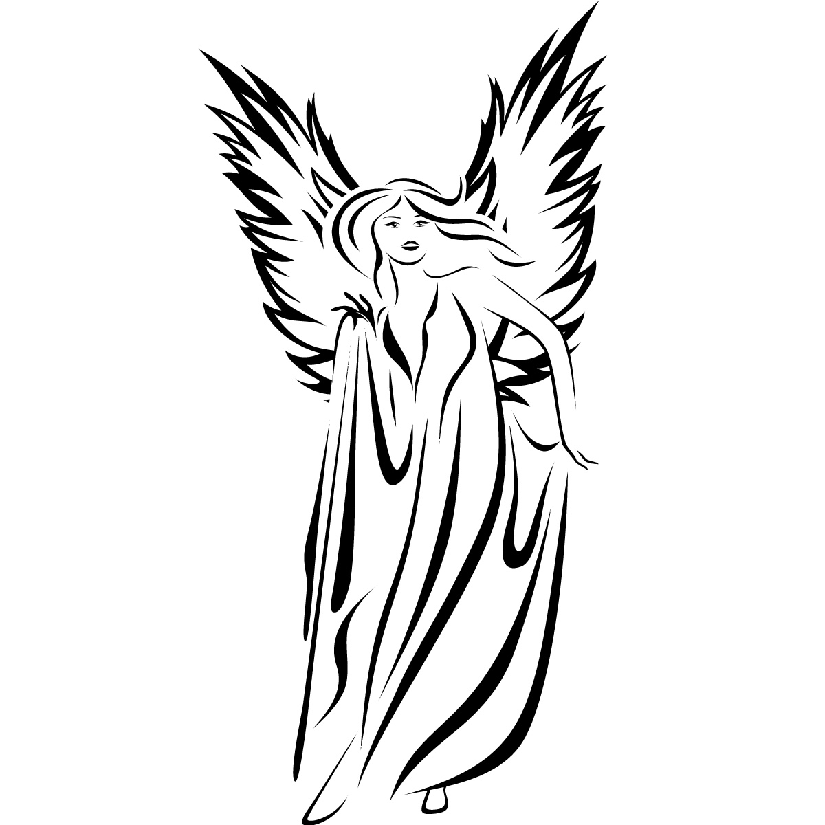 Angel Line Drawing - Cliparts.co