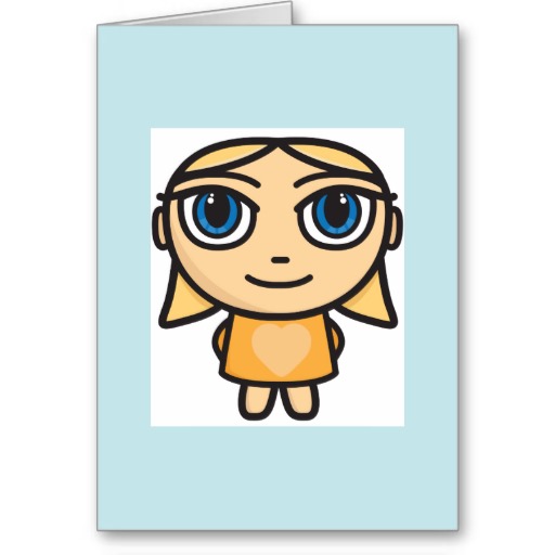 Girl Cartoon Character Greeting Card | Zazzle.co.uk