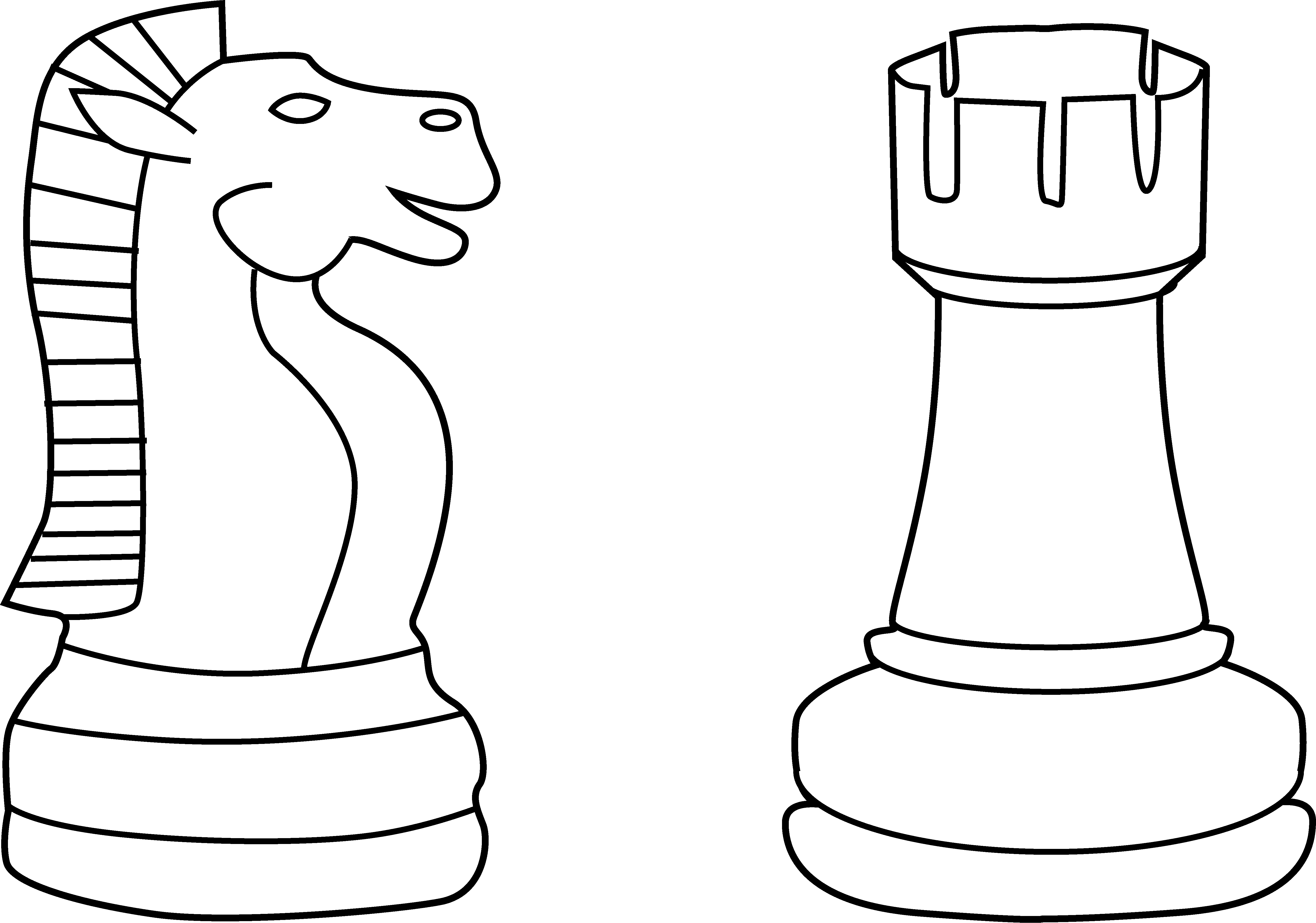 Two Chess Pieces Line Art - Free Clip Art