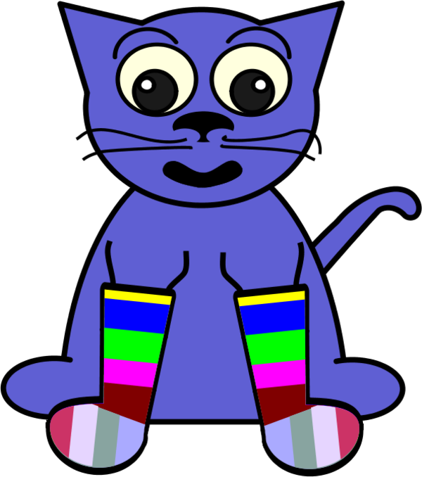 Cartoon Cat In Rainbow Socks - vector Clip Art
