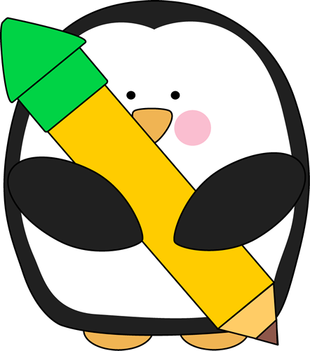 Penguin Holding a Pencil Clip Art - Penguin Holding a Pencil Image