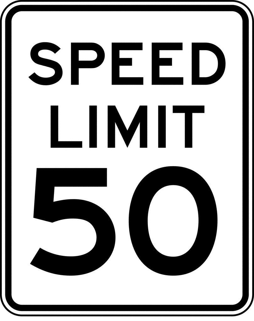 Speed Limit 50, Black and White | ClipArt ETC