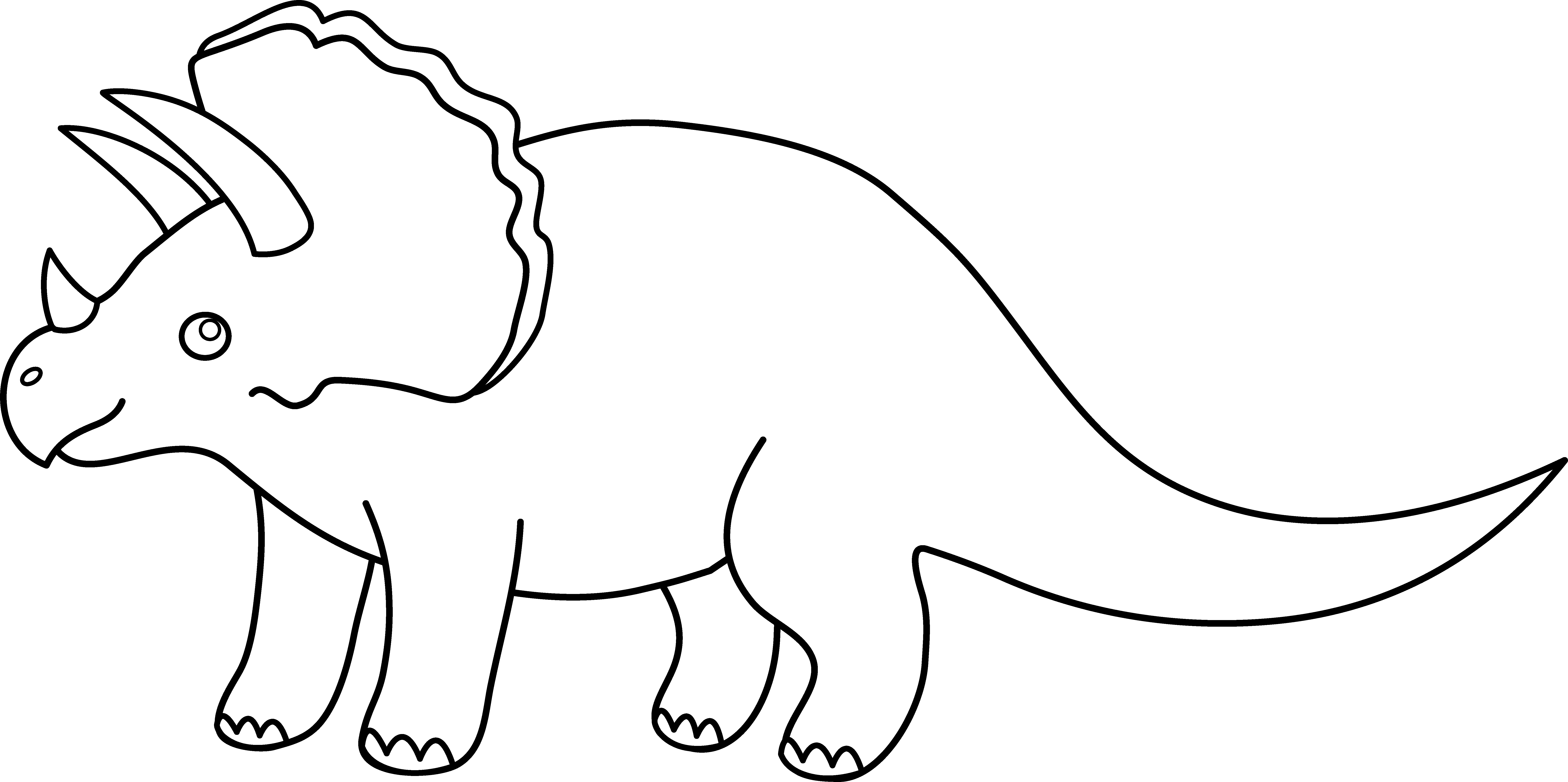 Triceratops Dinosaur Line Art - Free Clip Art