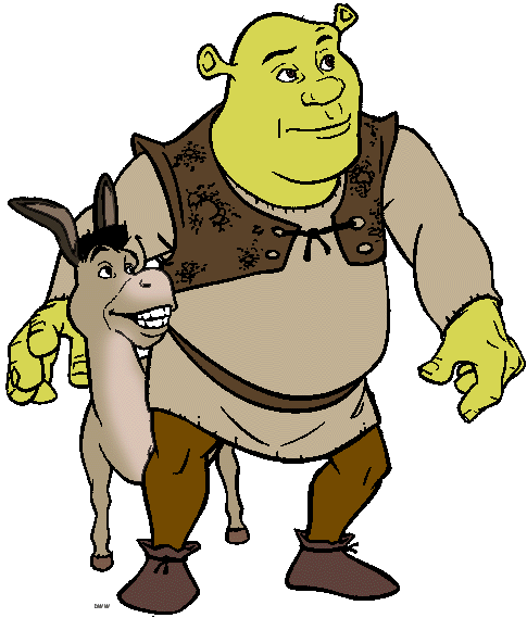 Shrek Clipart - Character Images - Shrek, Fiona, Donkey