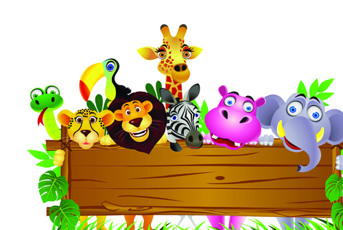Cute cartoon Animals and billboard vector 04 - Vector Animal free ...