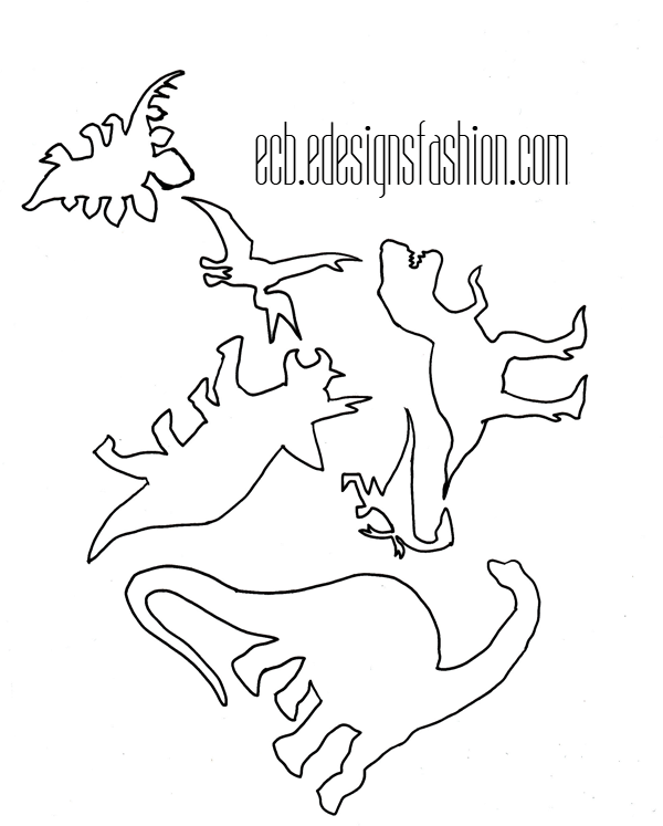 Stenciled Dinosaur Fabric (free stencil template) | Especially ...