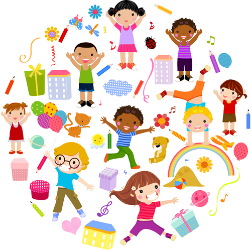 Playing children Cartoon vector set 04 - Vector Cartoon free download