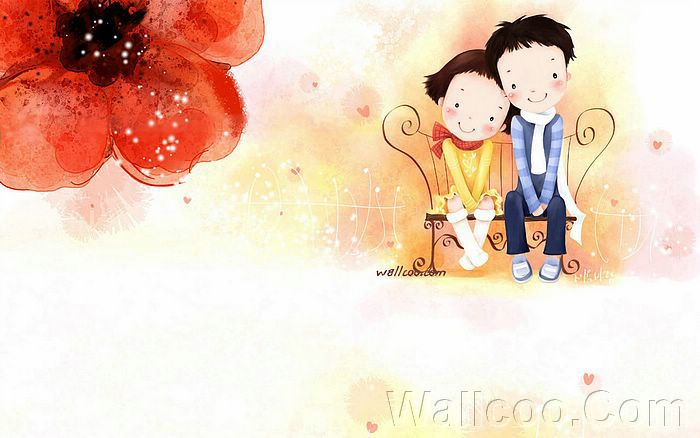 Childhood Sweetheart - Sweet Couples Cartoon Wallpaper 8 - Wallcoo.net