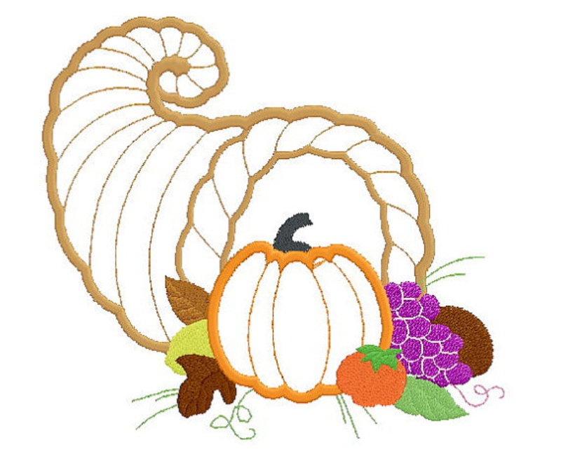 Wonderful Cornucopia Thanksgiving Fall Machine Applique Design In ...