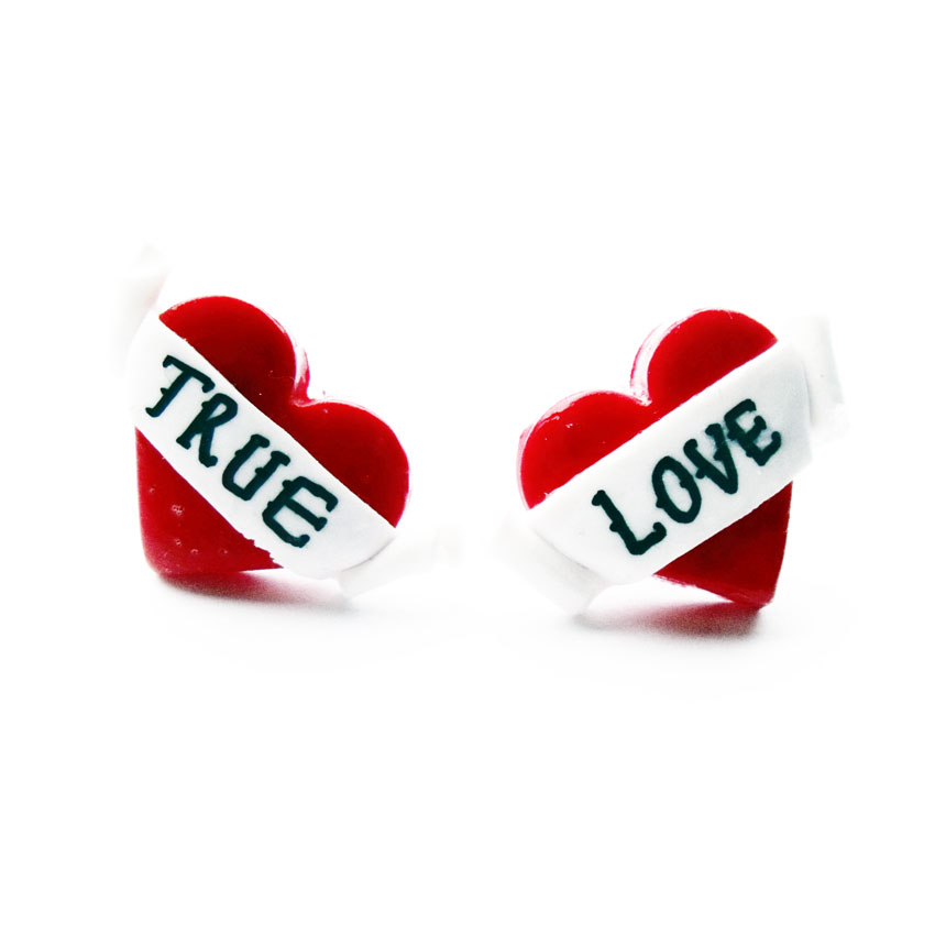 True Love Heart Stud Earrings on Luulla