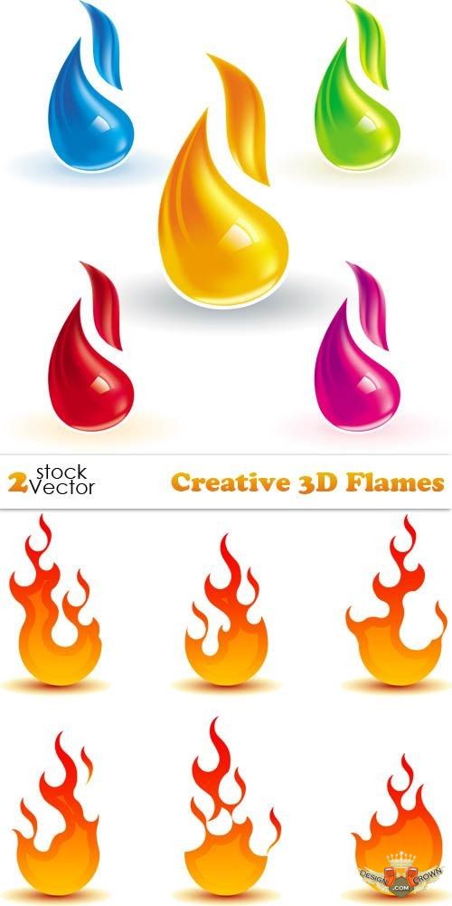 3D flame vector images for Illustrator