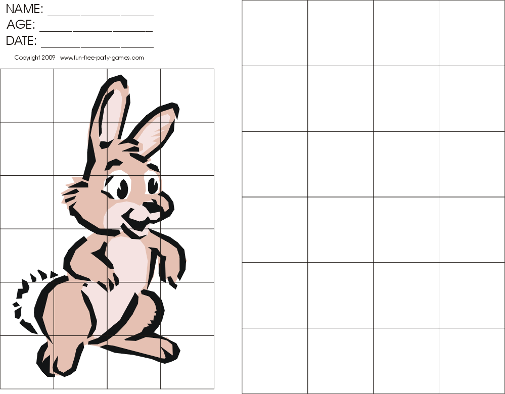 Drawing-with-Grids Activity: Cartoon Rabbit, Standing by Fun Free ...